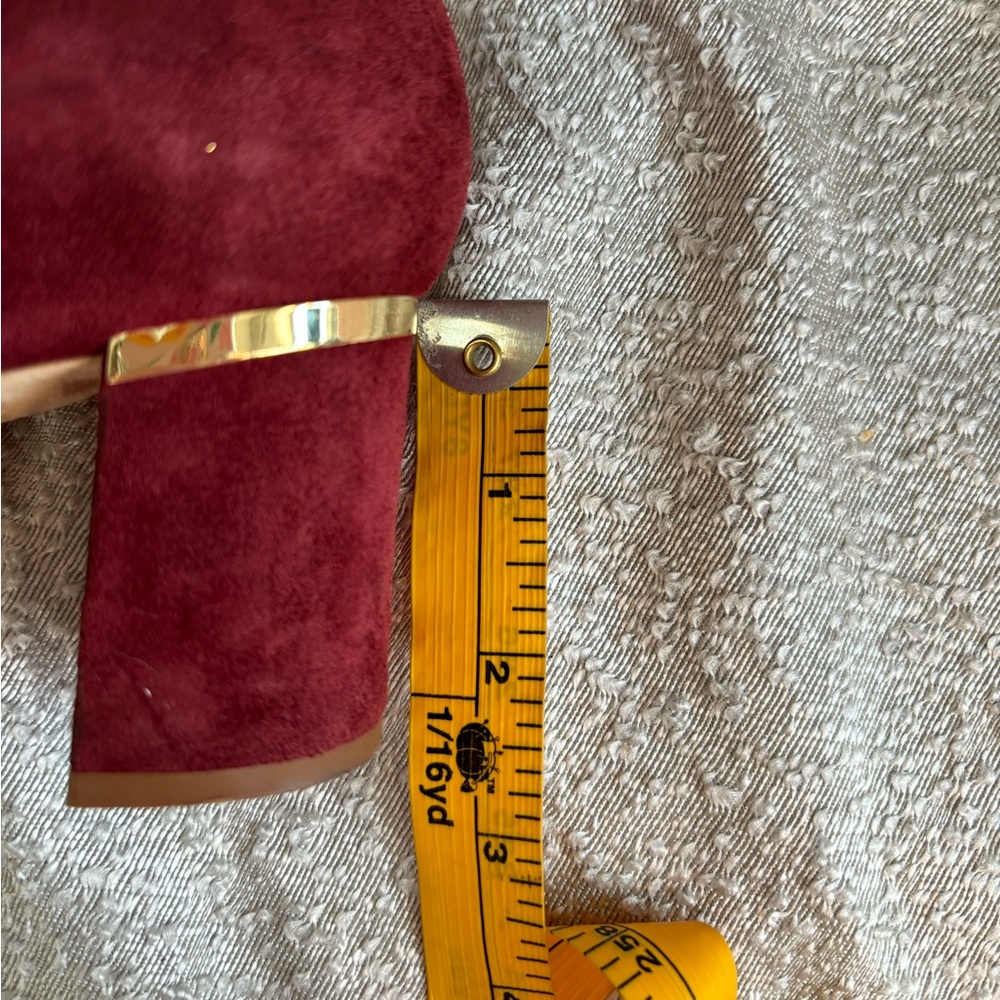 Pointed Toe Block Heel Pumps in Burgundy Suede - Picture 8 of 13